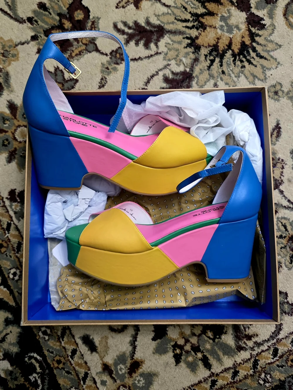 Charlotte Stone Bailey Multicolor Platform Sandals - Pink/Blue/Yellow/Green